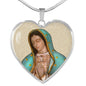 Our Lady of Guadalupe (Virgen de Guadalupe) Heart Pendant Luxury Necklace
