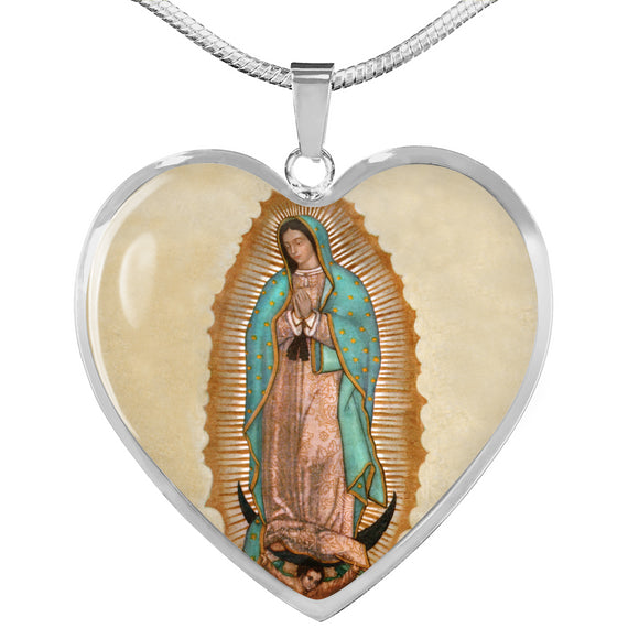 Our Lady of Guadalupe (Virgen de Guadalupe) Heart Pendant Luxury Necklace