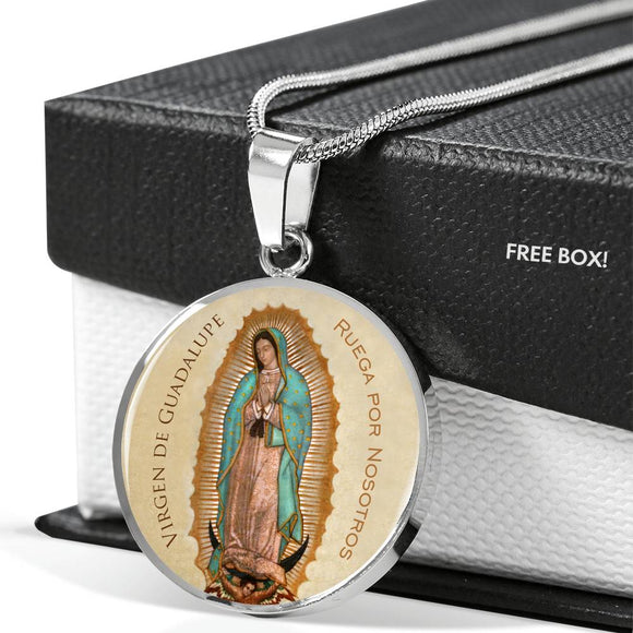 Our Lady of Guadalupe (Virgen de Guadalupe) Circle Pendant Luxury Necklace