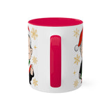 AMLO with Santa Claus Hat Feliz Navidad Colorful Mug White and Red, 11oz