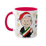 AMLO with Santa Claus Hat Feliz Navidad Colorful Mug White and Red, 11oz