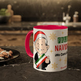 AMLO with Santa Claus Hat Feliz Navidad Colorful Mug White and Red, 11oz