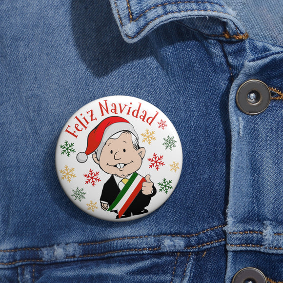 Funny AMLO Santa Hat Christmas Pin Button