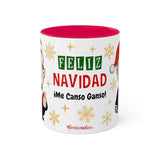 AMLO with Santa Claus Hat Feliz Navidad Colorful Mug White and Red, 11oz