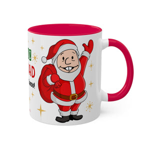 AMLO Santa Claus Feliz Navidad Colorful Mug White and Red, 11oz