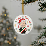 Funny AMLO Santa Hat Christmas Ceramic Ornament