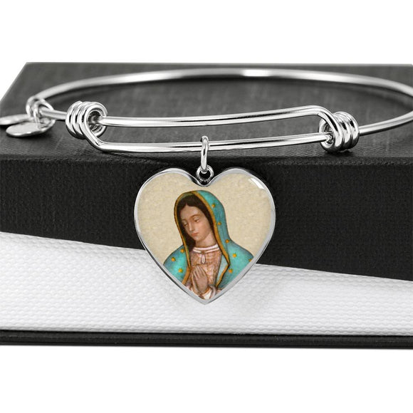 Our Lady of Guadalupe (Virgen de Guadalupe) Heart Adjustable Luxury Bangle
