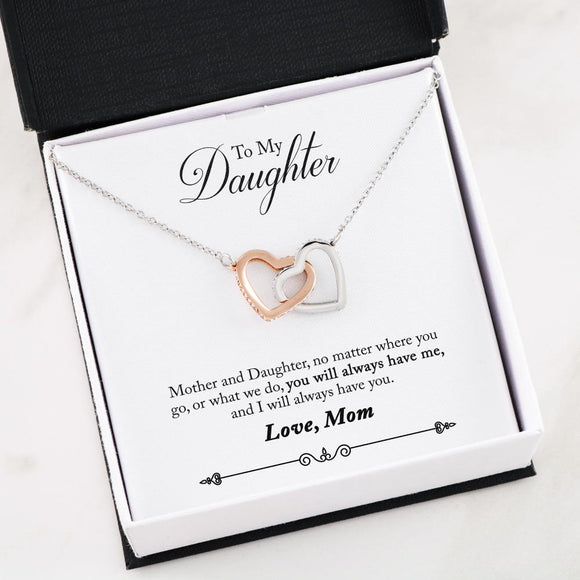 To My Daughter Two Hearts Pendant Necklace