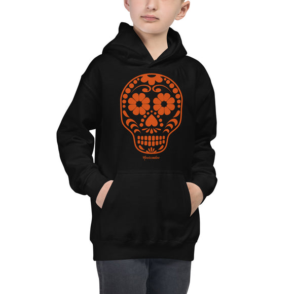 Calavera (Sugar Skull) Orange Kids Hoodie