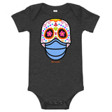 Day of the Dead (Dia Muertos) Sugar Skull with Face Mask Halloween 2020 Bodysuit (Onesie) 100% Cotton