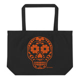 Calavera (Sugar Skull) Orange Large Organic Cotton Tote Bag