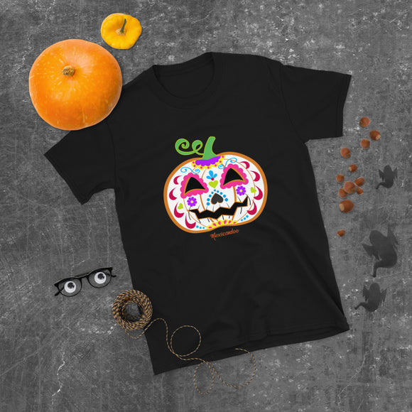 Day of the Dead (Dia de Muertos) Sugar Skull Halloween Pumpkin Short-Sleeve Unisex T-Shirt