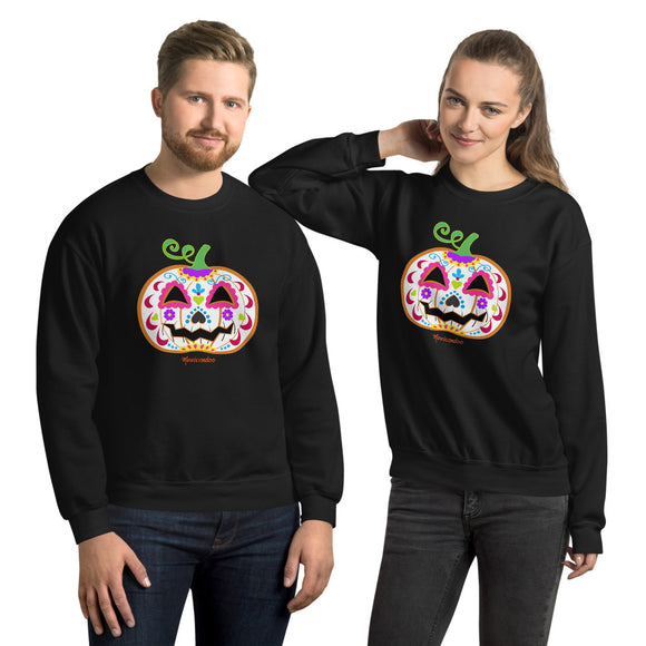 Day of the Dead (Dia de Muertos) Sugar Skull Halloween Pumpkin Unisex Sweatshirt