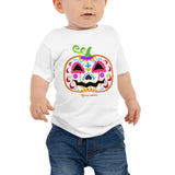Day of the Dead (Dia de Muertos) Sugar Skull Halloween Pumpkin Baby Jersey Short Sleeve Tee