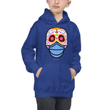 Day of the Dead (Dia Muertos) Sugar Skull with Face Mask Halloween 2020 Kids Hoodie