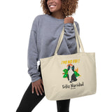 Funny Naughty Cat Christmas Navidad Large organic tote bag