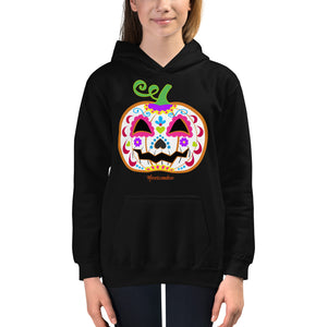 Day of the Dead (Dia de Muertos) Sugar Skull Halloween Pumpkin Kids Hoodie