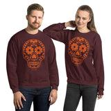 Calavera (Sugar Skull) Orange Unisex Sweatshirt