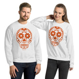 Calavera (Sugar Skull) Orange Unisex Sweatshirt