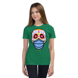 Day of the Dead (Dia Muertos) Sugar Skull with Face Mask Halloween 2020 Youth Short Sleeve T-Shirt