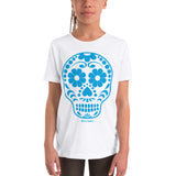 Calavera (Sugar Skull) Blue Youth Short Sleeve T-Shirt