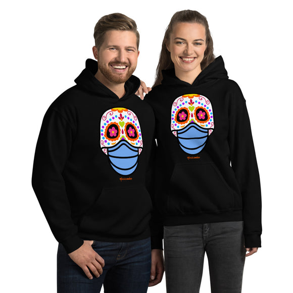 Day of the Dead (Dia Muertos) Sugar Skull with Face Mask Halloween 2020 Unisex Hoodie