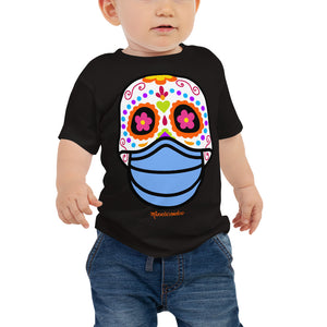 Day of the Dead (Dia Muertos) Sugar Skull with Face Mask Halloween 2020 Baby Jersey Short Sleeve Tee