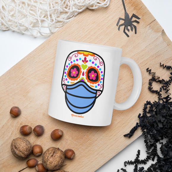 Day of the Dead (Dia Muertos) Sugar Skull with Face Mask Halloween 2020 Mug
