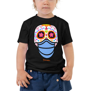Day of the Dead (Dia Muertos) Sugar Skull with Face Mask Halloween 2020 Toddler Short Sleeve Tee