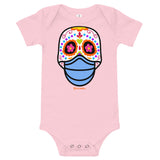 Day of the Dead (Dia Muertos) Sugar Skull with Face Mask Halloween 2020 Bodysuit (Onesie) 100% Cotton