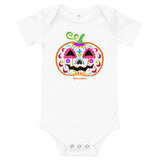 Day of the Dead (Dia de Muertos) Sugar Skull Halloween Pumpkin Bodysuit (Onesie) 100% Cotton