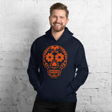 Calavera (Sugar Skull) Orange Hooded Sweatshirt
