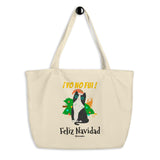 Funny Naughty Cat Christmas Navidad Large organic tote bag