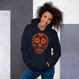 Calavera (Sugar Skull) Orange Hooded Sweatshirt