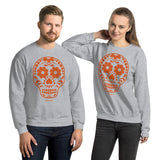 Calavera (Sugar Skull) Orange Unisex Sweatshirt