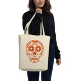 Calavera (Sugar Skull) Orange Eco-Friendly Organic Cotton Tote Bag