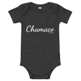 Chamaco white font Baby Boy Bodysuit 100% Cotton