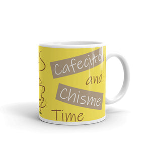 Cafecito and Chisme Time Yellow Mug