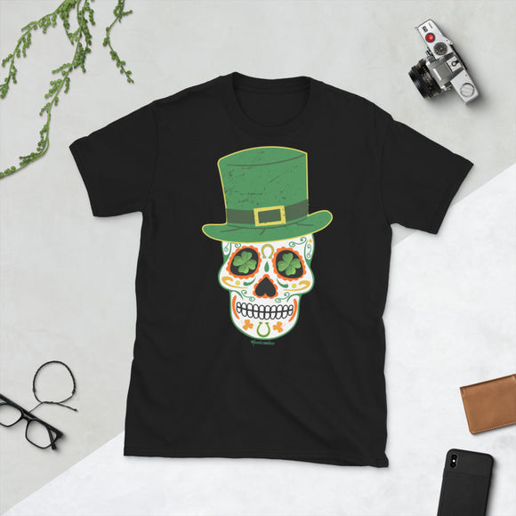 Green Sugar Skull St Patricks Day Short-Sleeve Unisex T-Shirt