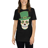 Green Sugar Skull St Patricks Day Short-Sleeve Unisex T-Shirt